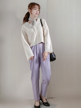 「ラベンダー」｜「アイテム（財布/小物）」を使った、honasanさん（レディース・163cm）の春コーディネート