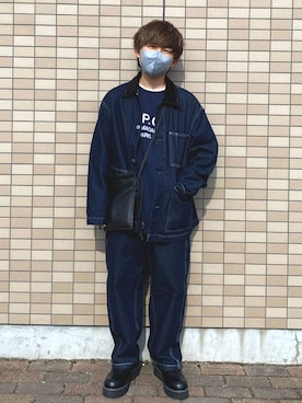 「A.P.C.（アーペーセー）のアイテム（スウェット）」を使った、ATSUSHIさん（メンズ・157cm）の冬コーディネート