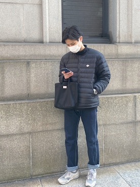 「DANTON（ダントン）のアイテム（バッグ）」を使った、陸さん（メンズ・173cm）の冬コーディネート