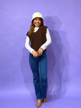 「RAY CASSIN（レイカズン）のアイテム（帽子）」を使った、Nagisa  Kamiokaさん（レディース・153cm）の秋コーディネート