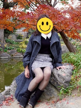 「アイテム（ステンカラーコート、グレー系）」を使った、miyamiya26さん（レディース・168cm）の冬コーディネート