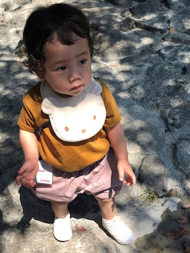 「アイテム（セットアップ、ピンク系）」を使った、そうぱんまんさん（キッズ・70cm）の夏コーディネート