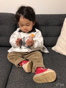「ZOZOKIDSDAY」｜「アイテム（スウェット）」を使った、そうぱんまんさん（キッズ・70cm）の春コーディネート