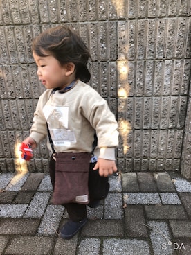 「ネルシャツ」｜「アイテム（その他アウター）」を使った、そうぱんまんさん（キッズ・70cm）の冬コーディネート