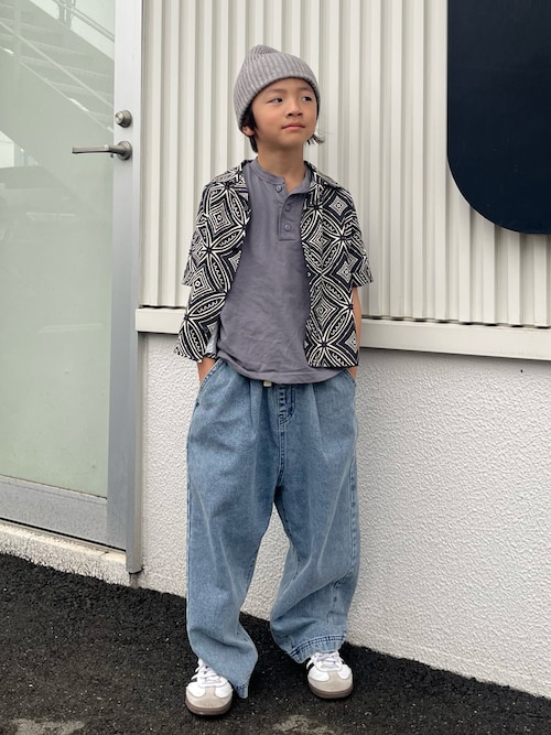 セール】【KIDS】アフリカンバティック柄開襟シャツ（シャツ/ブラウス