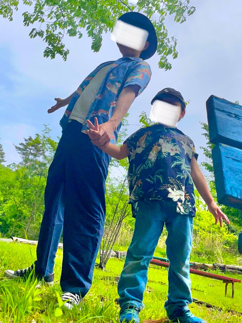 「パタロハ、アロハシャツ」｜「Patalohaのアイテム（シャツ/ブラウス、ブルー系）」を使った、yoyoyoyanさん（骨格ナチュラル・メンズ・167cm）の春コーディネートの1枚目の写真