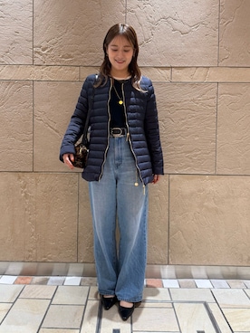 「Rie Miller（リエミラー）の【RM denim】ソフトルーズストレートデニム（デニムパンツ、ブルー系）」を使った、AIRIさん（レディース・157cm）の秋コーディネート