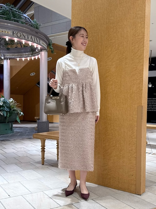 セットアップ対応》ウォッシャブルフェザーチュールタイトスカート