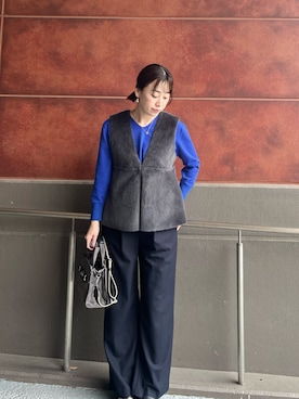 「MICO COULIER（ミコクリエ）のラインテープ2WAYミニトートバッグ（トートバッグ）」を使った、ishikawa.mさん（レディース・164cm）の秋コーディネート