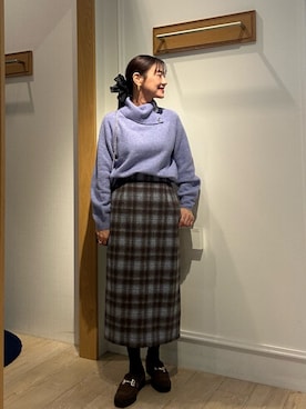 「スカートコーデ」｜「アイテム（ローファー）」を使った、daimonさん（レディース・154cm）の冬コーディネート