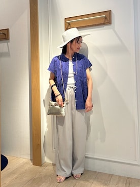 「アイテム（バッグ、ゴールド系）」を使った、daimonさん（レディース・154cm）の夏コーディネート