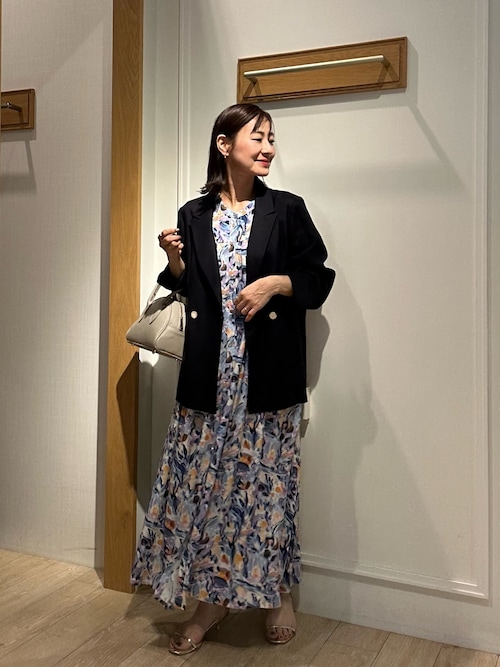 クニオコレクション フェイクプリントシャツワンピース 黒 クニオコレクション フェイクプリントシャツワンピース 黒