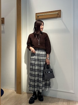 「MICO COULIER（ミコクリエ）のラインテープ2WAYミニトートバッグ（トートバッグ）」を使った、daimonさん（レディース・154cm）の秋コーディネート