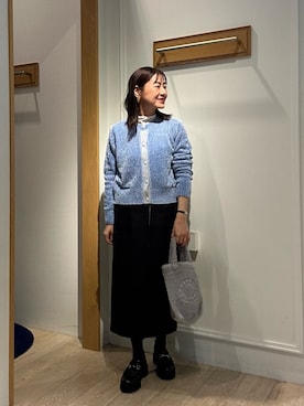 「アイテム（スカート、パープル系）」を使った、daimonさん（レディース・154cm）の秋コーディネート