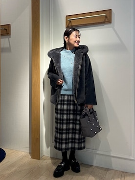 「ファーコート」｜「アイテム（ジャケット/アウター）」を使った、daimonさん（レディース・154cm）の冬コーディネート