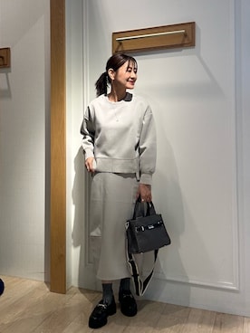 「MICO COULIER（ミコクリエ）のラインテープ2WAYミニトートバッグ（トートバッグ）」を使った、daimonさん（レディース・154cm）の秋コーディネート
