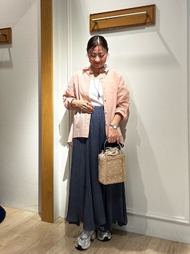 「NOLLEY’S（ノーリーズ）のシアーデニムパネルフレアスカート（スカート、ブルー系）」を使った、daimonさん（レディース・154cm）の春コーディネート