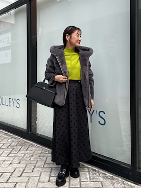 「アイテム（ムートンコート）」を使った、daimonさん（レディース・154cm）の秋コーディネート