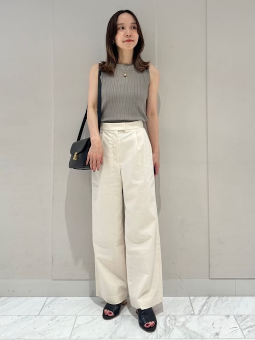 高い素材 セール】リネンレーヨンストレッチ タックストレートパンツ パンツ