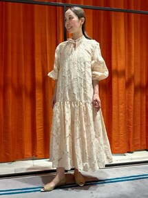 Ballsey ブルームカットジャカード フリルネックギャザー