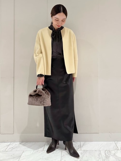 USK　８０　合皮　ロング　その１ DAMAGED GABARDINE SLV GUSSET UNBALANCE LONG JACKET(XS Black