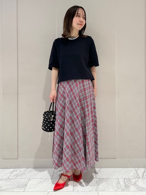 セール】クレールチェック アシンメトリースイングスカート