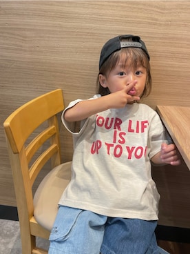「TOMMY HILFIGER（トミーヒルフィガー）のアイテム（帽子）」を使った、いつきさん（キッズ・100cm）の秋コーディネート