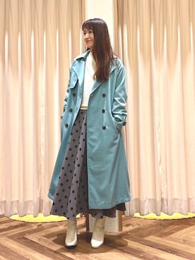 「Te chichi TERRASSE（テチチテラス）のアイテム（ステンカラーコート）」を使った、ericoさん（レディース・159cm）の秋コーディネート