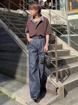 「HARE（ハレ）のヘンリーネックリブタンク(HARE)（タンクトップ、グレー系）」を使った、ゆーたさん（メンズ・165cm）の春コーディネート