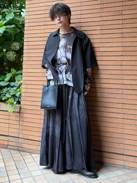 「HARE（ハレ）のリンクショルダーバッグ(HARE)（ショルダーバッグ、ブラック系）」を使った、ゆーたさん（メンズ・165cm）の夏コーディネート
