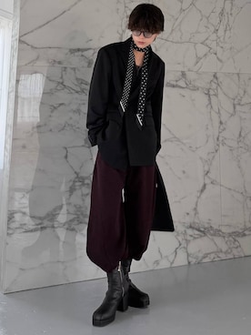 「HARE（ハレ）の【SET UP対応】3ディメンションワイドパンツ/AW(HARE)（スラックス、レッド系）」を使った、ゆーたさん（メンズ・165cm）の夏コーディネート
