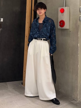 「HARE（ハレ）のSMALLサンカクトート(HARE)（トートバッグ、ブラック系）」を使った、ゆーたさん（メンズ・165cm）の夏コーディネート