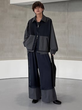 「HARE（ハレ）の【SET UP対応】EXPOSEトラウザー(HARE)（スラックス、グレー系）」を使った、ゆーたさん（メンズ・165cm）の夏コーディネート