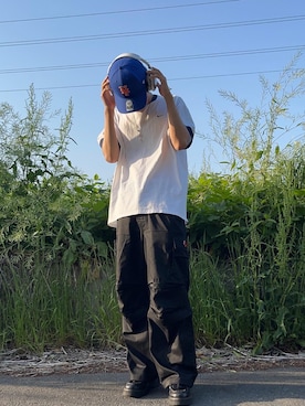 「NEW ERA（ニューエラ）のアイテム（キャップ、ブルー系）」を使った、gakuto02さん（メンズ・180cm）の春コーディネート