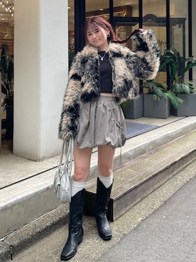 「SPIRALGIRL（スパイラルガール）のアイテム（ブルゾン）」を使った、YU-KAさん（レディース・152cm）の秋コーディネート