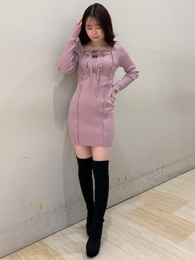 「SPIRALGIRL（スパイラルガール）のアイテム（ワンピース/ドレス）」を使った、YU-KAさん（レディース・152cm）の冬コーディネート