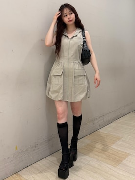 「SPIRALGIRL（スパイラルガール）のアイテム（ワンピース/ドレス）」を使った、YU-KAさん（レディース・152cm）の春コーディネート