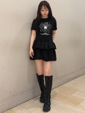 「ティアードスカート」｜「アイテム（ブーツ）」を使った、YU-KAさん（レディース・152cm）の夏コーディネート