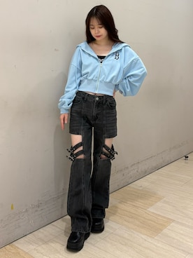 「SPIRALGIRL（スパイラルガール）のアイテム（パンツ）」を使った、YU-KAさん（レディース・152cm）の冬コーディネート