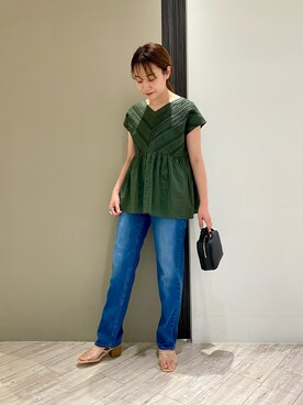 「URBAN RESEARCH DOORS（アーバンリサーチドアーズ）のハイライズデニムパンツ（デニムパンツ）」を使った、mayuさん（レディース・153cm）の夏コーディネート