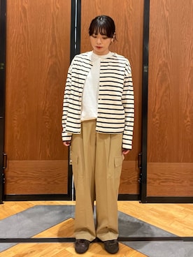 「アイテム（カーディガン/ボレロ、その他）」を使った、カナイさん（レディース・157cm）の秋コーディネート