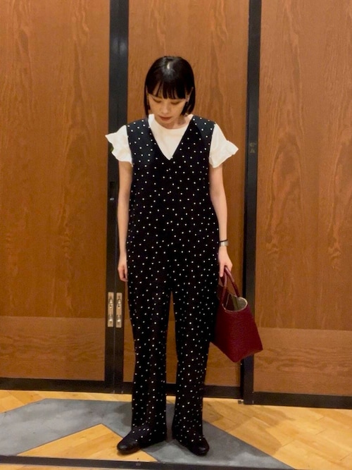 セール】リネンレーヨンドットオールインワン（サロペット