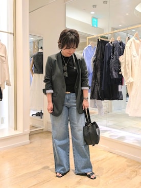 「アイテム（ノーカラージャケット）」を使った、kumaさん（骨格ストレート・レディース・153cm）の秋コーディネート