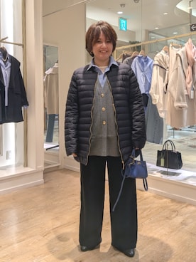 「アイテム（ダウンジャケット/コート、ブルー系）」を使った、kumaさん（レディース・153cm）の秋コーディネート