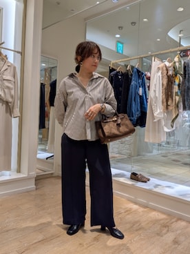 「スキッパーシャツ」｜kumaさん（レディース・153cm）の秋コーディネート