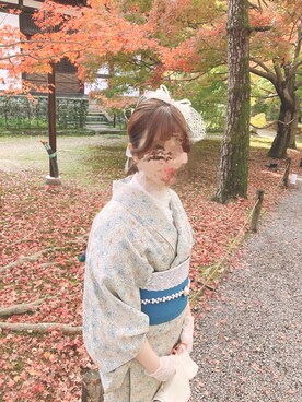 「着物」｜「アイテム（ワンピース/ドレス）」を使った、きななさん（レディース・157cm）の秋コーディネート
