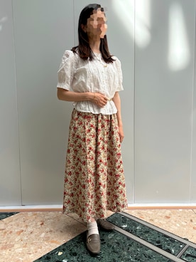 「白ブラウス」｜きななさん（レディース・156cm）の夏コーディネート