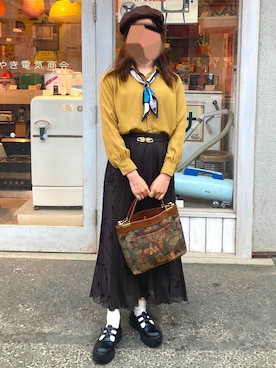 「アイテム（バンダナ/スカーフ）」を使った、きななさん（レディース・157cm）の秋コーディネート
