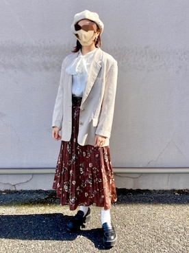 「ほめられ本命コーデ」｜「アイテム（ハンチング/ベレー帽）」を使った、きななさん（レディース・157cm）の秋コーディネート