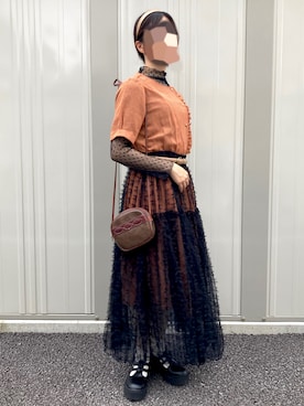 「アイテム（カチューシャ）」を使った、きななさん（レディース・157cm）の秋コーディネート